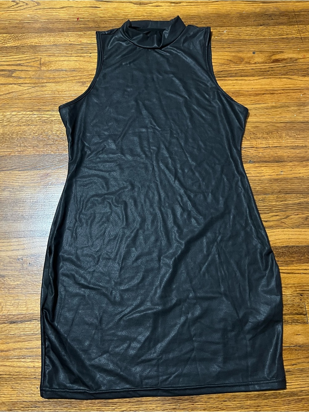 Sleeveless Mock Neck Black Dress